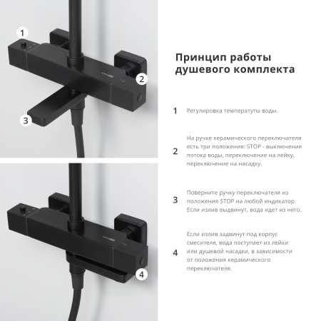 Душевой комплект с термостатическим смесителем WasserKRAFT  BK29901BM