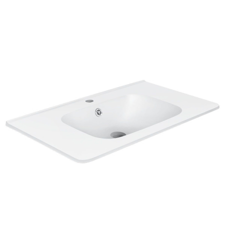 Тумба Vincea Vico 800 подвесная, 2 выкатных ящика soft close, Carbone с умывальником VCB-2VP800W из искусственного камня, цвет белый