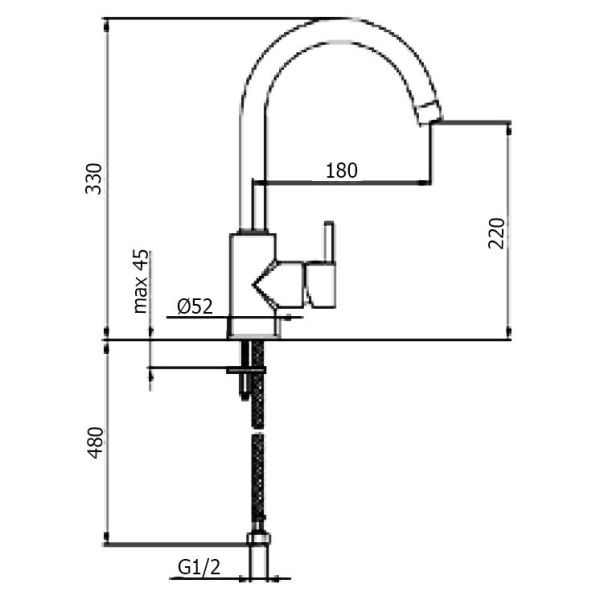 Смеситель для кухни Webert Kitchen Yen YN920302015
