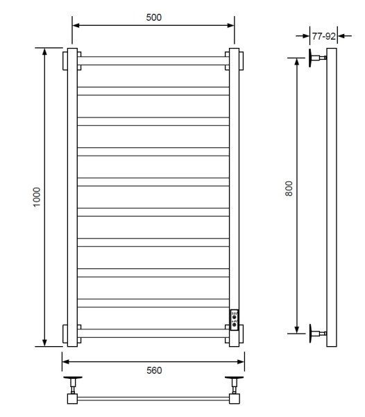 Полотенцесушитель электрический с/т Comfysan Рома-К (Roma-K) EC-10 100/50, черный