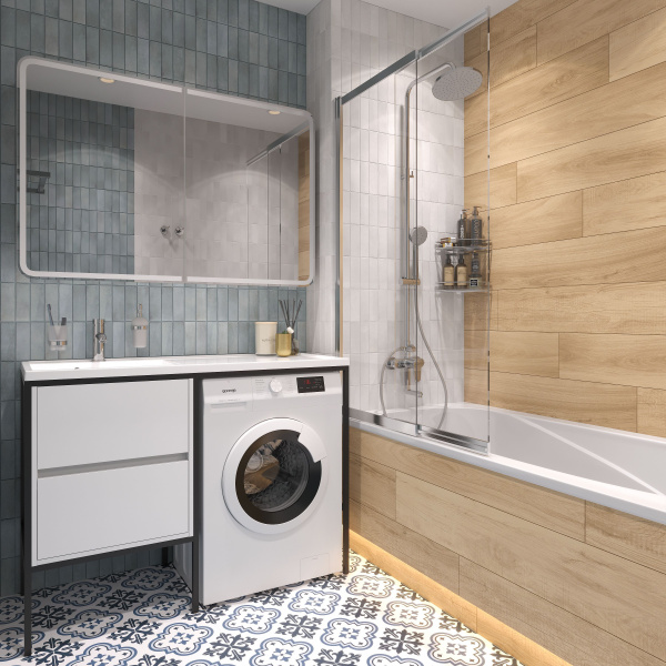 Раковина STWORKI Флом SFnS1200L на стиральную машину, с кронштейном