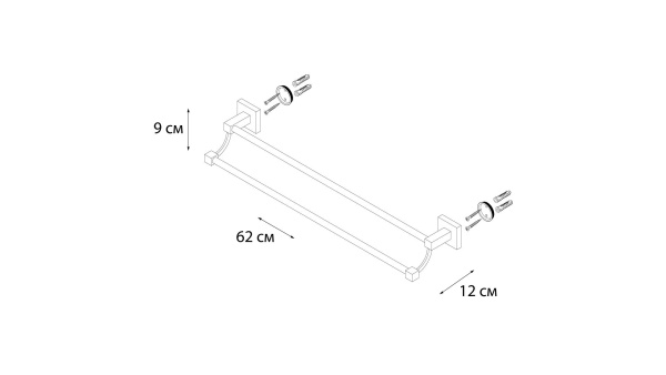 Полотенцедержатель трубчатый 2-ой Fixsen Metra FX-11102 60см