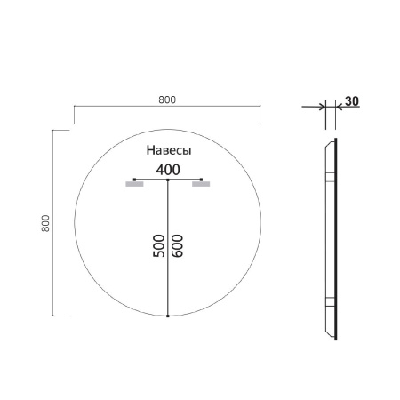 Зеркало Vincea LED VLM-3DE800-2 800x800 c сенсорным выключателем и диммером, антизапотевание