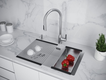 Мойка LUMI 74UNI, IT-GRANIT, LU74-WH, белый, 740х460, Paulmark