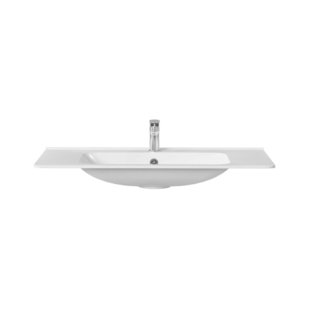 Тумба Vincea Vico 1000 подвесная, 2 выкатных ящика soft close, R.Wood с умывальником VCB-2VP1000W из искусственного камня, цвет белый