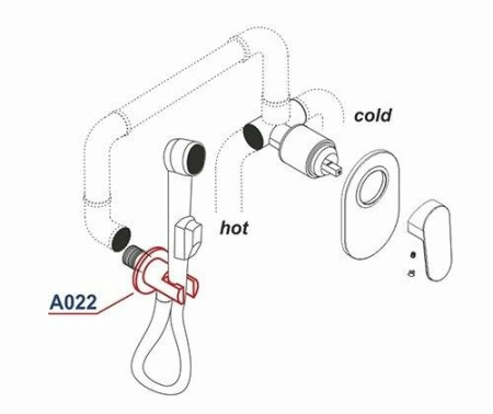 Подключение шланга для душа WasserKRAFT A022