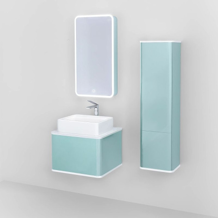 Шкаф-пенал для ванной Jorno Pastel 125 Pas.04.125/P/BL бирюзовый