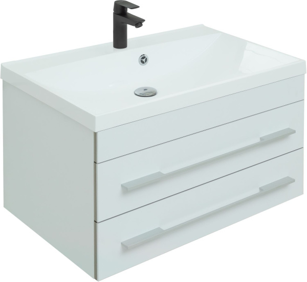 Тумба под раковину Aquanet Верона 75 белый (подвесная 2 ящика)