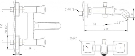 Смеситель для ванны Bravat Whirlpool F678112C-01, хром