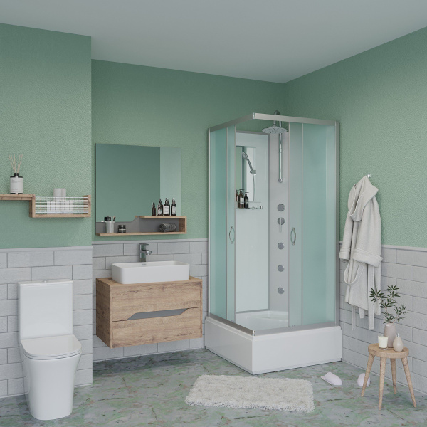 Душевая кабина Niagara Classic NG-1108-14BKTG 90х90х210-240, средний поддон 26 см, стекло матовое с полкой