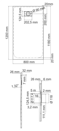 Душевой поддон WasserKRAFT Leine 35T06