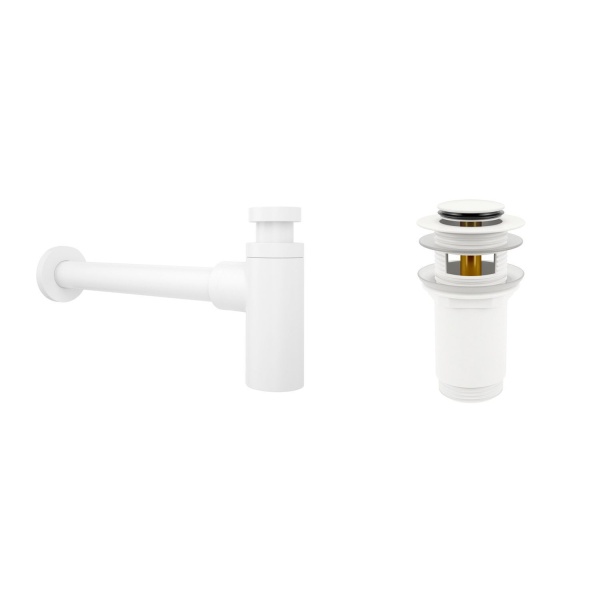 Комплект 3 в 1 Lavinia Boho Bathroom Sink 21520554: врезная фарфоровая раковина 60 см, металлический сифон, донный клапан