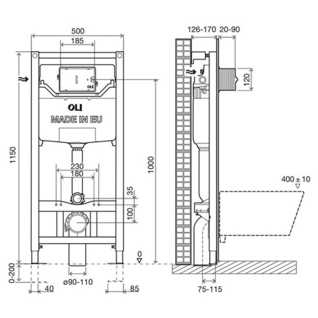 Инсталляция OLI 120 ECO Sanitarblock pneumatic 879235