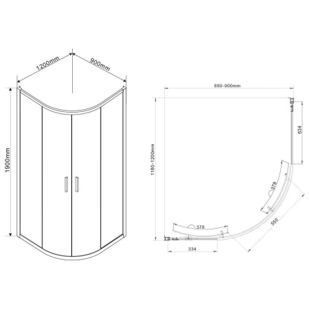 Душевой уголок Vincea Garda VSJ-1G129CH, 1200*900, хром, стекло шиншилла