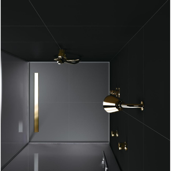 Желоб BERGES водосток напольный B1 Keramik 700 нержавеющая сталь решетка бронза S-сифон D50/110 вертикальный