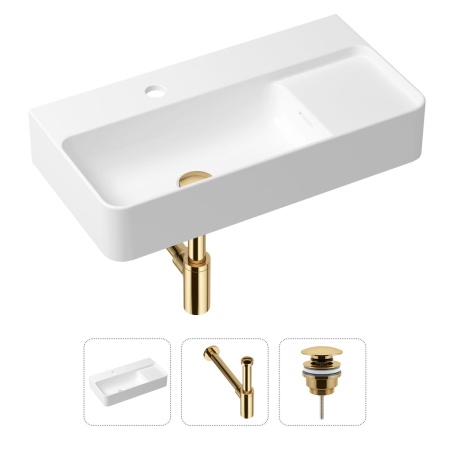 Комплект 3 в 1 Lavinia Boho Bathroom Sink 21520497: накладная фарфоровая раковина 60 см, металлический сифон, донный клапан