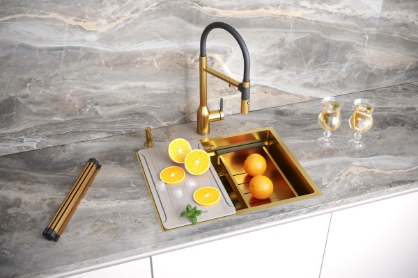 Мойка нерж. сталь NEXT-MULTI SINK 58 UNI, PM785845-BG, брашированное золото, 580х450мм, Paulmark