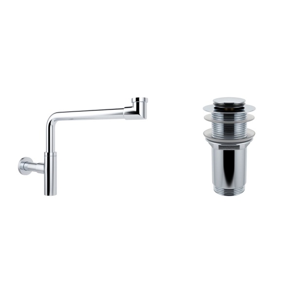 Комплект 3 в 1 Lavinia Boho Bathroom Sink 21520315: накладная фарфоровая раковина 42 см, металлический сифон, донный клапан