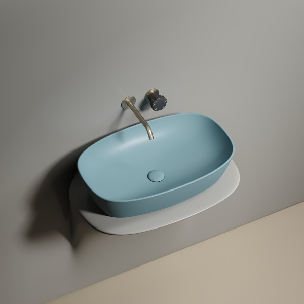 Умывальник Ceramicanova чаша накладная овальная (цвет Голубой Матовый) Element 600x380x138мм