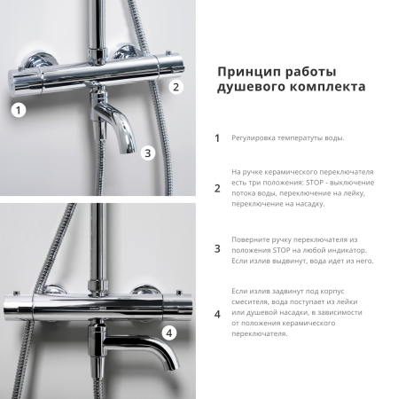 Душевой комплект с термостатическим смесителем WasserKRAFT  BK18801PG