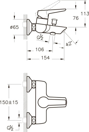 Смеситель для ванны с душем VitrA Solid S A42444EXP