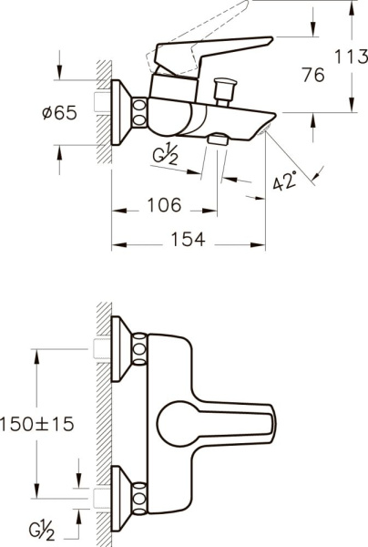 Смеситель для ванны с душем VitrA Solid S A42444EXP