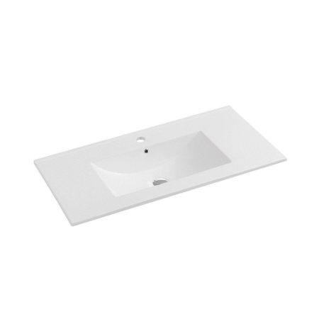 Тумба Vincea Mia 1000 подвесная, 2 выкатных ящика soft close, Beton с умывальником VBS-13100 керамическая, цвет белый