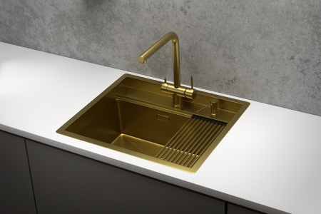Мойка для кухни Granula Kitchen Space 6051 золото сатин, 60х51 см, прямоугольная