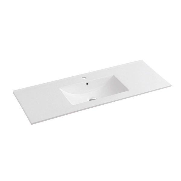 Тумба Vincea Mia 1200 подвесная, 2 выкатных ящика soft close, Beton с умывальником VBS-13120 керамическая, цвет белый