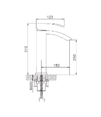 Смеситель для раковины высокий Rose R15F R1511F, белый/хром