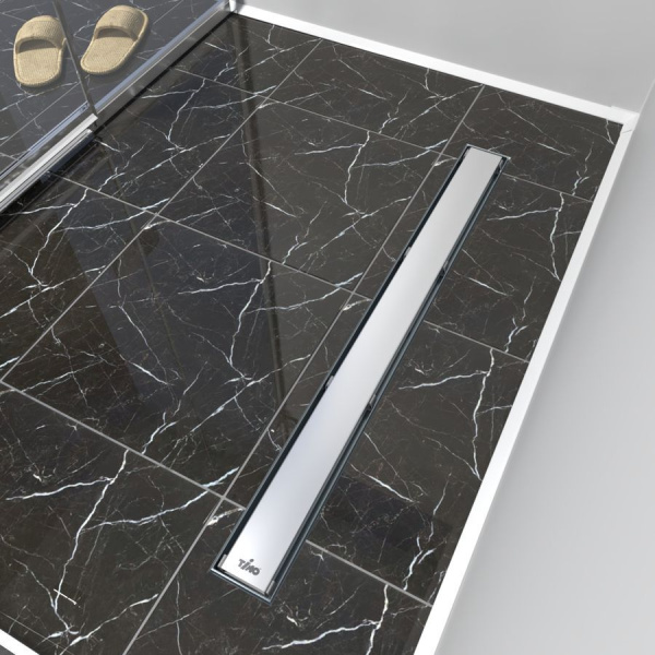 Комплект водоотводящий желоб DP20-700 из нержавеющей стали + Декор. вставка/ Основа под плитку PG20-700