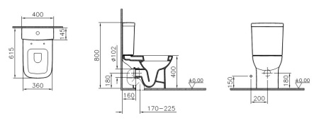 Унитаз-компакт VitrA S20 9819B003-7202 Open-back с микролифтом
