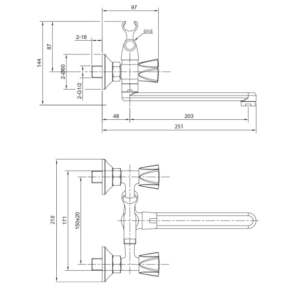 Смеситель для ванны WesnaArt KAMILA KAM16-323-23251, хром