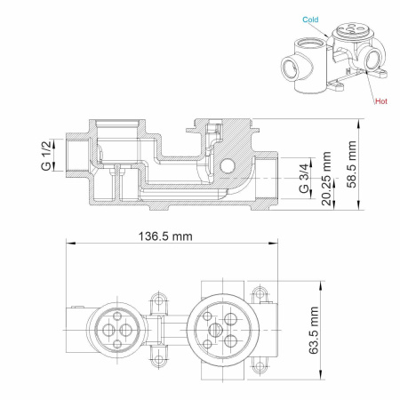 Смеситель для душа WasserKRAFT Elbe 7441