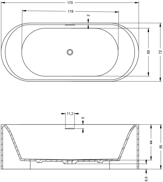 Ванна из искусственного мрамора Riho Essence 170х72 BS7000500000000