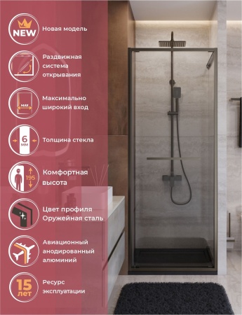 Душевая дверь CEZARES LUX-B-FS-1-70-C-GM