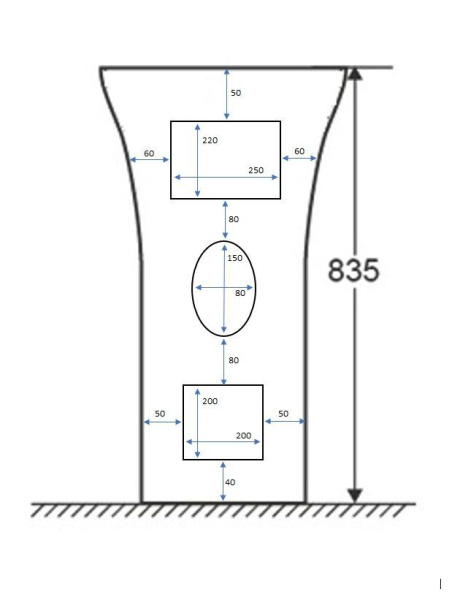 Раковина SIMONA напольная Cerutti SPA CT7832 480x420x835