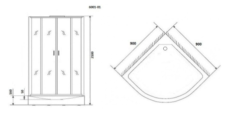 Душевая кабина Niagara Premium NG-6001-01 90х90х210, низкий поддон 16 см, стекло прозрачное