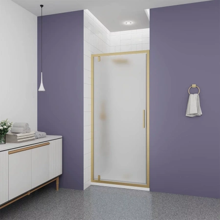 Душевая дверь Veconi Ottimo P30 G, 800x1900, золото брашинг, стекло матовое