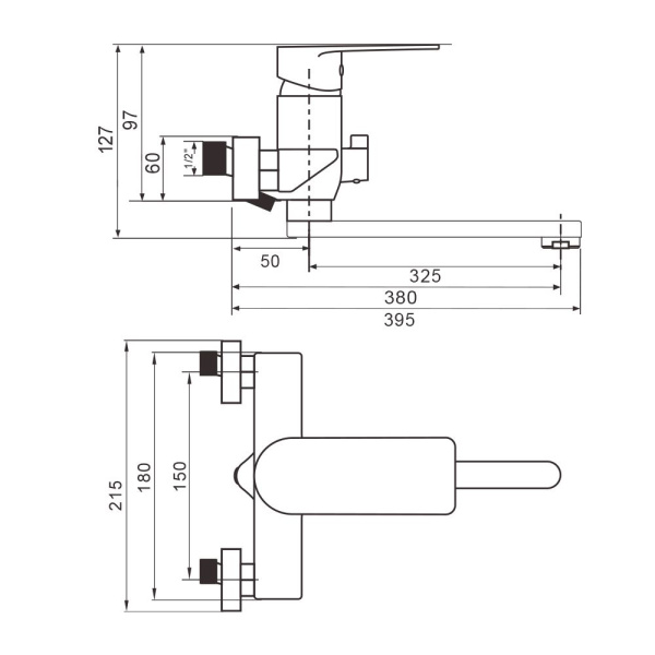 Смеситель для ванны WesnaArt RAY11-320, хром