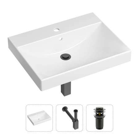 Комплект 3 в 1 Lavinia Boho Bathroom Sink 21520558: врезная фарфоровая раковина 60 см, металлический сифон, донный клапан