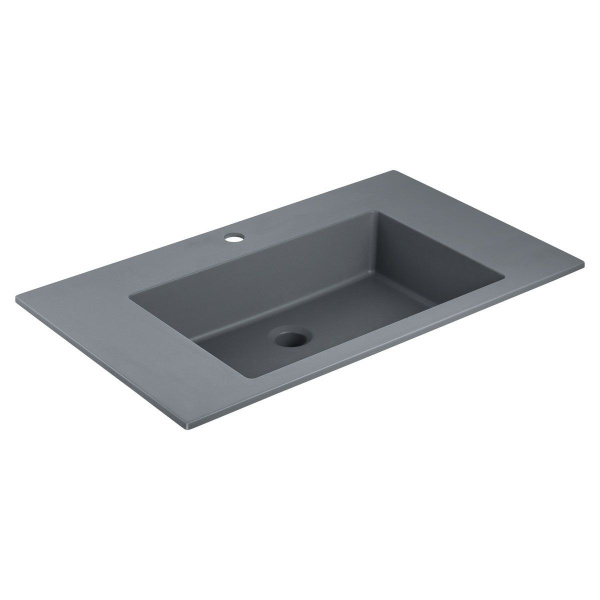 Тумба Vincea Luka 800 подвесная, 2 выкатных ящика soft-close, G.Stone с умывальником VCB-13800G из кварца, цвет серый