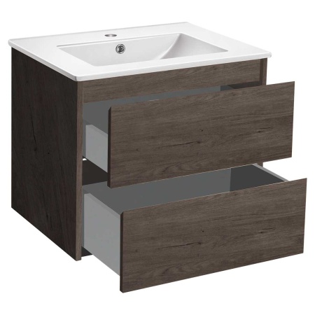Тумба под раковину Vincea Gio 600 подвесная, 2 выкатных ящика soft-close, R.Oak