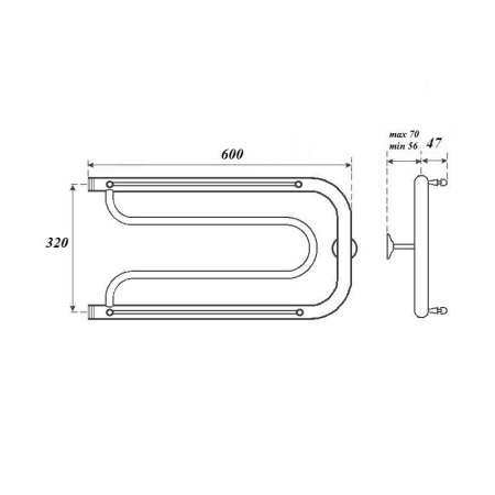 Полотенцесушитель водяной Point PN21336P 320x600 Фокстрот с полкой, хром