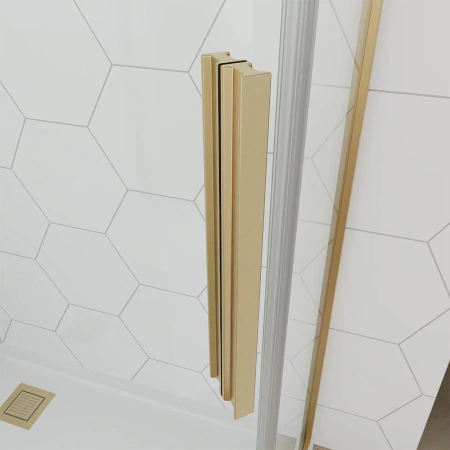 Душевой угол Veconi Ottimo P10 G, 1000x1000x1900, золото брашинг, стекло тонированное матовое