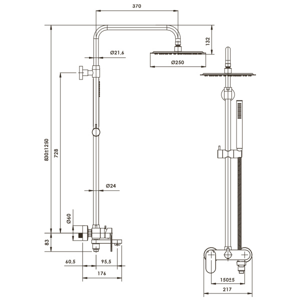 Душевой комплект со смесителем WasserKRAFT  A17301