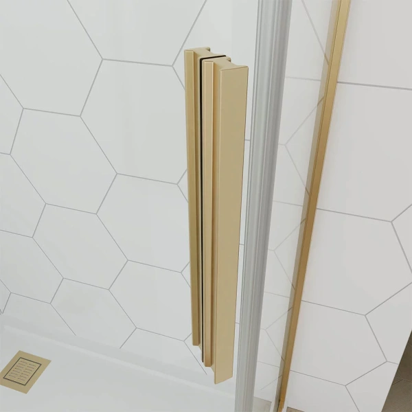 Душевой угол Veconi Ottimo P10 G, 1000x1000x1900, золото брашинг, стекло янтарное