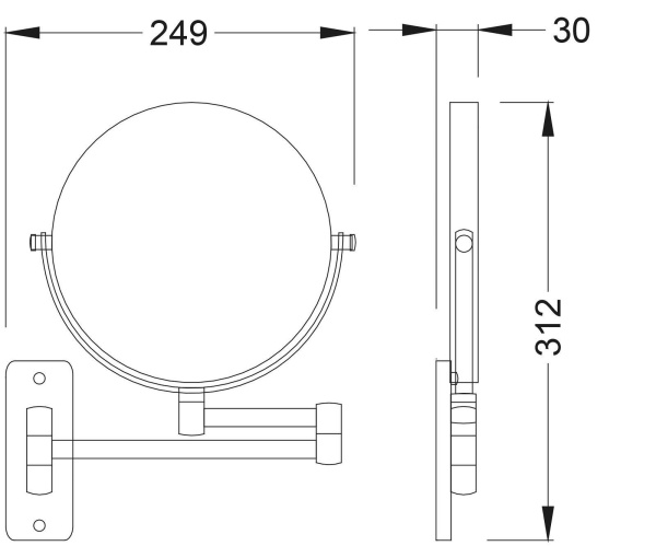 Зеркало косметическое TIMO Saona 13076/18, черное золото