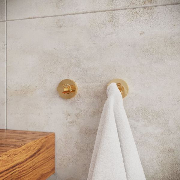 Настенный крючок для полотенец в ванную комнату Wellsee Finishing Touch 182518000 , материал латунь, цвет золотой. Выдерживает вес до 10 кг
