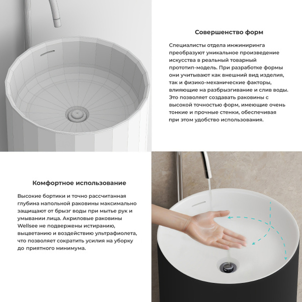 Напольная раковина для ванной Wellsee Chalice Perfection 230613000